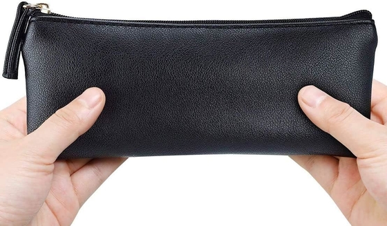 MROCO Pencil Case Pencil Pouch Black Pencil Bag PU Leather Pen Case Small Zipper Pouch for Pencils, Pens, Markers, Makeu