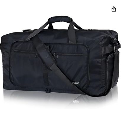 Fmeida 65L Duffle Bag with Shoes Compartment, Foldable Travel Duffel Bags for Men Women, Large Packable Travel Bag Water Repellent & Tear Resistant