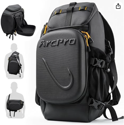 Fishing Sling Pack, EVA Hardshell with Foldable Workstation, Water-Resistant Convertible Front/Back Tackle Bag for 2×3600 Trays, Saltwater Freshwater Crossbody