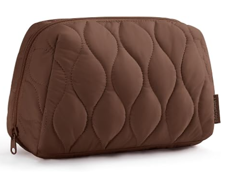 Makeup Bag, Travel Cosmetic Bag, Puffy Padded Make Up Bag for Women, Makeup Organizer Case, Wide-open Pouch Purse, Travel Essentials, Toiletries Accessories Brushes