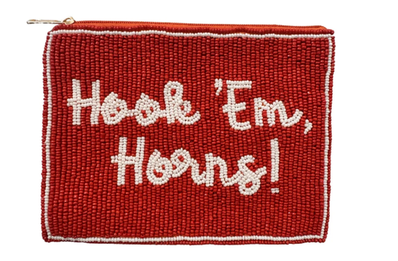 Coin Bag Mini Clutch with Fully Beaded Front and Canvas Back Side Includes Detachable Metal Chain Strap for Versatility