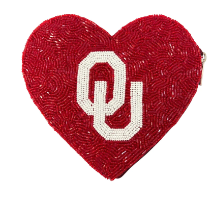 Handmade Lightweight Coin Bag with Double Sided Beaded Design Secure Zip Closure Perfect for Game Day Events and Stadium