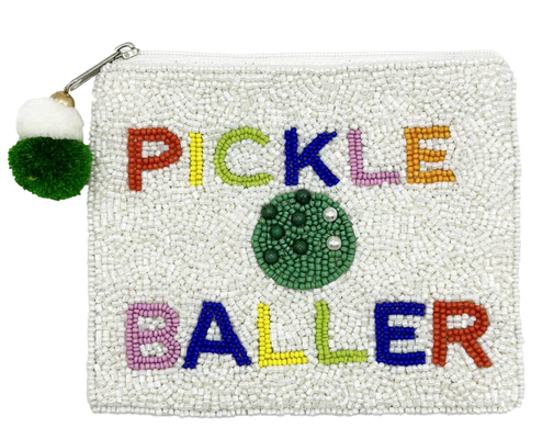 Pickle Baller Beaded Coin Pouch