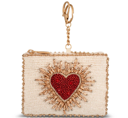 Heart Burst Coin Purse Key ring and easy open trigger hook Beaded coin small bags