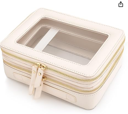 Large Clear Makeup Bags, Double Layer Cosmetic Bags with Separate Brush Compartment,Travel Toiletry Bag Train Case,Travel Accessories Organizer for Women,2 Layers