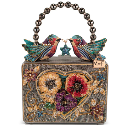 Fluttering Heart Top Handle Handbag Coin Purse Key ring and easy open trigger hook Beaded coin small bags
