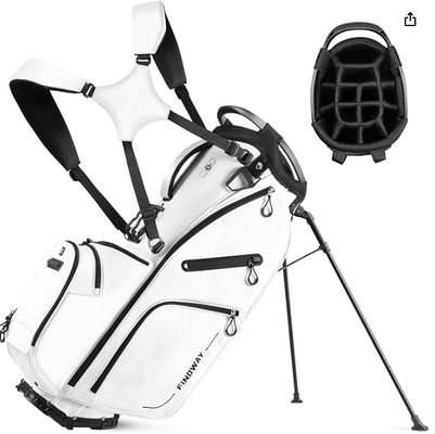Golf Stand Bag, Lightweight Golf Bag with Stand for Men Women, Golf Club Carry Bag with Dual Strap, Rain Cover, Multiple Pockets, Golf Ball Holder