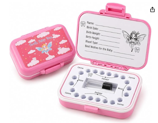 Tooth Fairy Box & Baby Tooth Keepsake Case for Kids- Natural Wheat Straw & PP Material, Easy-Write EVA Liner
