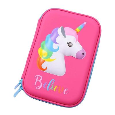 ODM 60Pcs Unicorn EVA Pencil Case 3D Printing Logo Pink Color