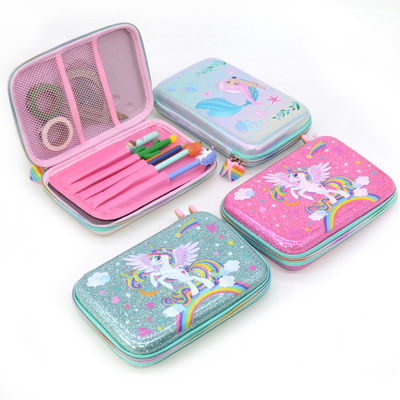 Custom EVA Pencil Case Hard Shell PU Leather Sequin Design Waterproof Shockproof Protective Pencil Box for School and Travel