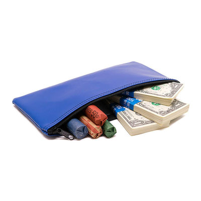 Heat Transfer Printed Zipper Bank Bags Made from Clear Vinyl and Leather for Secure Storage of Bank Checks Pens and IDs