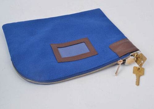 ODM OEM Canvas 11X6inch Zippered Bank Deposit Bags With 2 Keys Canvas Locking Zipper Bank Deposit Bag With PVC Pocket With 2 Keys Zipper Bank Bags