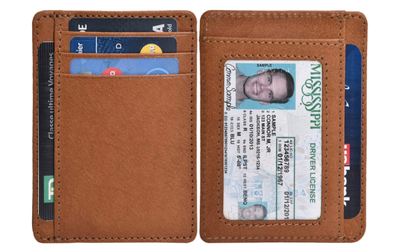Men Slim Leather Wallet Card Case RFID Blocking Smart Minimalist