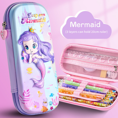 Stylish and Functional EVA Pencil Case with Independent Pen Slot and Mesh Pocket