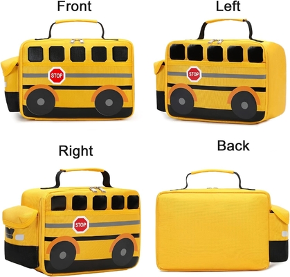 Lunch Box for Kids Boys Girls School Lunch Bags Reusable Cooler Thermal Meal Tote for Picnic (Yellow School bus