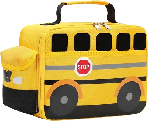 Lunch Box for Kids Boys Girls School Lunch Bags Reusable Cooler Thermal Meal Tote for Picnic (Yellow School bus