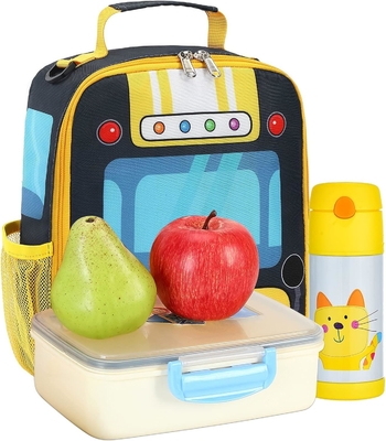 Kids Lunch Box for School Girls Boys Insulated Lunch Bags with Shoulder Strap Reusable Lunch Cooler Tote for Travel Pini