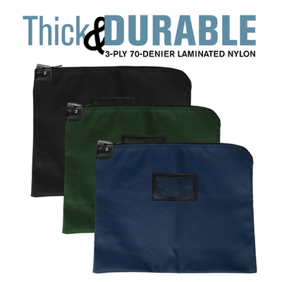 LAMINATED NYLON HIPAA LOCKING COURIER BAGS WITH CARDHOLDER - 19W X 15H - READY TO SHIP