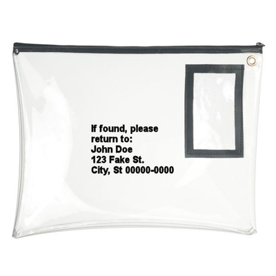 CLEAR VINYL ZIPPER BAG - 12W X 9H - READY TO SHIP