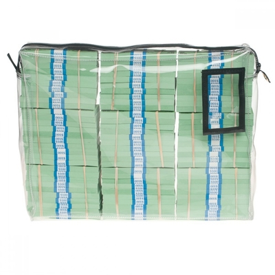 CUSTOM TRANSPARENT VINYL WALLET CLUTCH FILE BASE TRANSPORT SAC-18W X 14H X 4D - CUSTOM