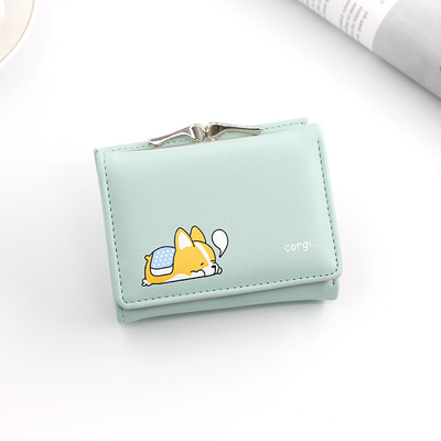 SHORT IRON CLIP BAG WOMEN'S HEART-SHAPED HARDWARE CLUTCH BAG SOLID COLOR SIMPLE COIN WALLET CARD BAG SHORT CLIP BAG