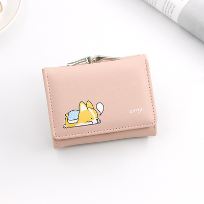 SHORT IRON CLIP BAG WOMEN'S HEART-SHAPED HARDWARE CLUTCH BAG SOLID COLOR SIMPLE COIN WALLET CARD BAG SHORT CLIP BAG