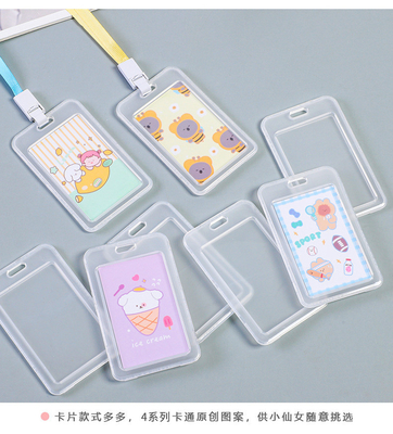 TRANSPARENT CARD HOLDER WORK CARD LANYARD RICE CARD NAME TAG CAMPUS CARD STUDENT BUS SCHOOL CARD HOLDER ACCESS CARD