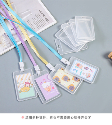 TRANSPARENT CARD HOLDER WORK CARD LANYARD RICE CARD NAME TAG CAMPUS CARD STUDENT BUS SCHOOL CARD HOLDER ACCESS CARD