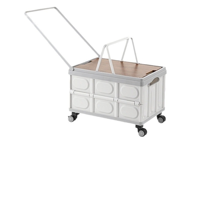 Car trunk storage box Outdoor camping storage box Folding camping organizer Wooden lid picnic storage box