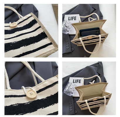 TOTE BAG CANVAS BAG CANVAS GIRL NEW PRINTED TOTE INS PORTABLE BENTO LUNCH BOX WORK