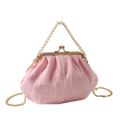 2024 NEW RETRO FAIRY SOLID COLOR SMALL BAG WHITE HAND PEARL BAG WOMEN'S NET YARN INS SIMPLE CROSSBODY BAG