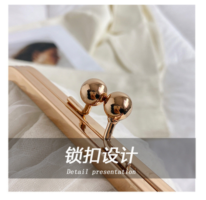 2024 NEW RETRO FAIRY SOLID COLOR SMALL BAG WHITE HAND PEARL BAG WOMEN'S NET YARN INS SIMPLE CROSSBODY BAG