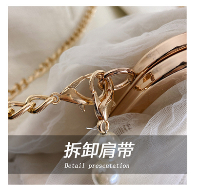 2024 NEW RETRO FAIRY SOLID COLOR SMALL BAG WHITE HAND PEARL BAG WOMEN'S NET YARN INS SIMPLE CROSSBODY BAG