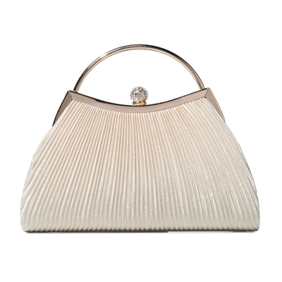 EUROPE AND THE UNITED STATES RETRO SOLID COLOR PLEATED HAND RING FASHION LOCK CLOSED DINNER BAG CHAIN CROSSBODY BAG
