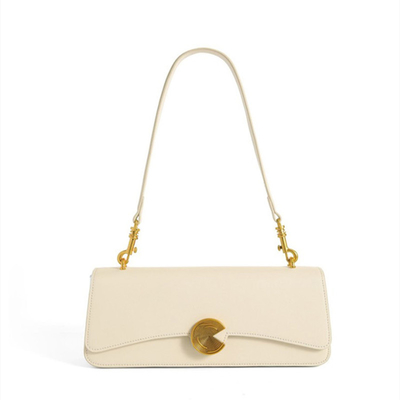 NEW REAL COWHIDE SHOULDER BAG WOMEN'S SLANT BAG HIGH-GRADE HAND-HELD BAGUETTE BAG COWHIDE UNDERARM BAG