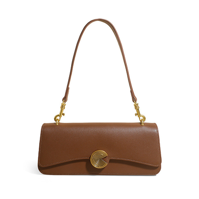 NEW REAL COWHIDE SHOULDER BAG WOMEN'S SLANT BAG HIGH-GRADE HAND-HELD BAGUETTE BAG COWHIDE UNDERARM BAG