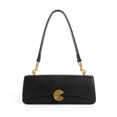 NEW REAL COWHIDE SHOULDER BAG WOMEN'S SLANT BAG HIGH-GRADE HAND-HELD BAGUETTE BAG COWHIDE UNDERARM BAG