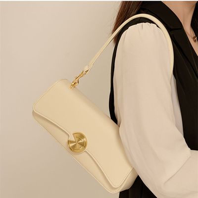 NEW REAL COWHIDE SHOULDER BAG WOMEN'S SLANT BAG HIGH-GRADE HAND-HELD BAGUETTE BAG COWHIDE UNDERARM BAG
