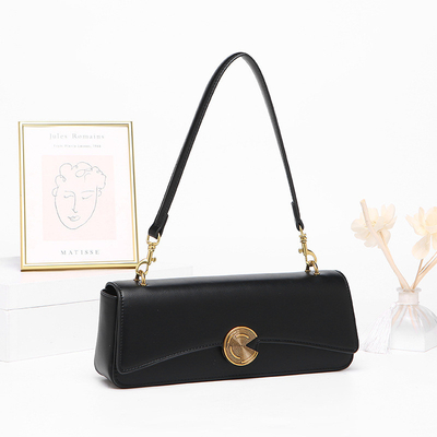 NEW REAL COWHIDE SHOULDER BAG WOMEN'S SLANT BAG HIGH-GRADE HAND-HELD BAGUETTE BAG COWHIDE UNDERARM BAG