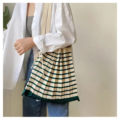 New pleated literary shoulder bag braided women's bag winter knit bag fashion cross-border women's bag