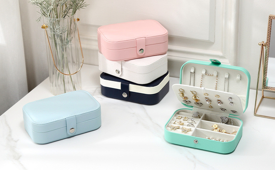 JEWELRY STORAGE BOX SINGLE-LAYER NECKLACE EARRINGS RING PU JEWELRY BOX AMAZON PORTABLE JEWELRY BOX HOUSEHOLD JEWELRY BOX