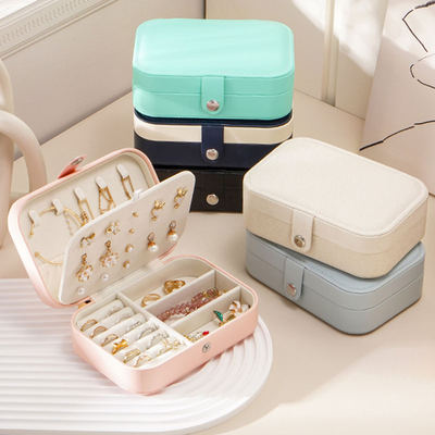 JEWELRY STORAGE BOX SINGLE-LAYER NECKLACE EARRINGS RING PU JEWELRY BOX AMAZON PORTABLE JEWELRY BOX HOUSEHOLD JEWELRY BOX