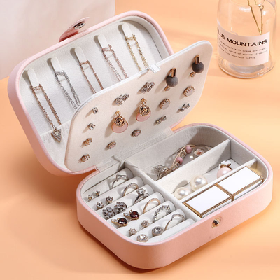 JEWELRY STORAGE BOX SINGLE-LAYER NECKLACE EARRINGS RING PU JEWELRY BOX AMAZON PORTABLE JEWELRY BOX HOUSEHOLD JEWELRY BOX