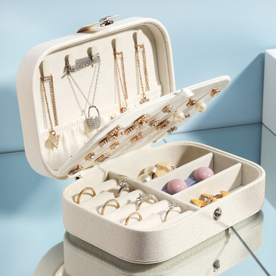 JEWELRY STORAGE BOX SINGLE-LAYER NECKLACE EARRINGS RING PU JEWELRY BOX AMAZON PORTABLE JEWELRY BOX HOUSEHOLD JEWELRY BOX