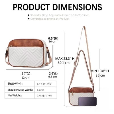 HOT QUILTED EMBROIDERY CHECK COLOR MATCHING VINTAGE SHOULDER BAG ZIPPER STRAP CROSSBODY BAG PURSE SMALL SQUARE BAG