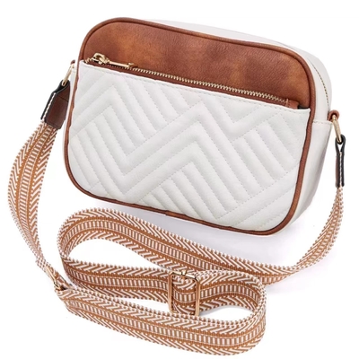HOT QUILTED EMBROIDERY CHECK COLOR MATCHING VINTAGE SHOULDER BAG ZIPPER STRAP CROSSBODY BAG PURSE SMALL SQUARE BAG