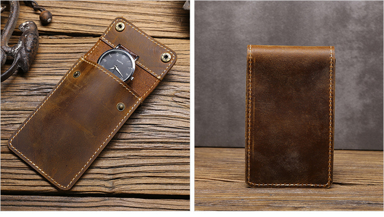 CROSS-BORDER RETRO CRAZY HORSE LEATHER WATCH BAG CONVENIENT CREATIVE LEATHER WATCH STORAGE HOLSTER