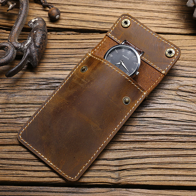 CROSS-BORDER RETRO CRAZY HORSE LEATHER WATCH BAG CONVENIENT CREATIVE LEATHER WATCH STORAGE HOLSTER