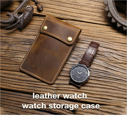 CROSS-BORDER RETRO CRAZY HORSE LEATHER WATCH BAG CONVENIENT CREATIVE LEATHER WATCH STORAGE HOLSTER