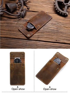 CROSS-BORDER RETRO CRAZY HORSE LEATHER WATCH BAG CONVENIENT CREATIVE LEATHER WATCH STORAGE HOLSTER